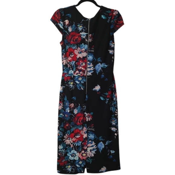 Betsey Johnson Black Floral Short Sleeve Dress Size 6 - Picture 3 of 5